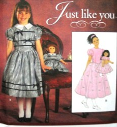 7847 SIMPLICITY FLARE SS GIRLS DRESS, OVERSKIRT, 18'' DOLL DRESS JUST LIKE YOU PATTERN 7-8